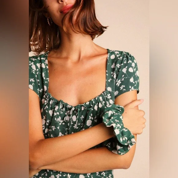Rouje Ines Midi Dress in Green Floral size 36/US4